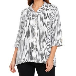 NEW NWT Ali Miles Plus Size 3X Wearable Art Black White Blouse Shirt Top Artsy